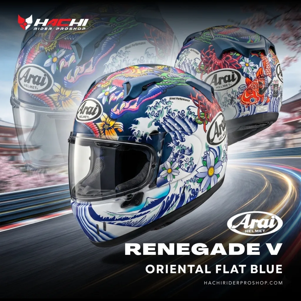 หมวกกันน็อคเต็มใบ ARAI RENEGADE-V - Oriental Flat Blue