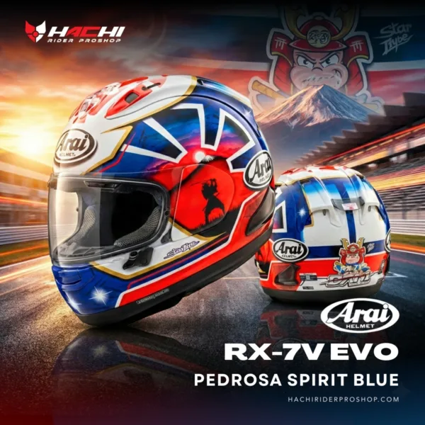 หมวกกันน็อคเต็มใบ ARAI RX-7V EVO - Pedrosa Spirit Blue