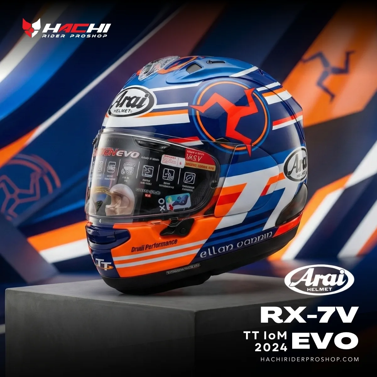ARAI RX-7V EVO - TT IoM 2024 (Limited Edition) Cover หมวกกันน็อคเต็มใบ ARAI RX-7V EVO - TT IoM 2024