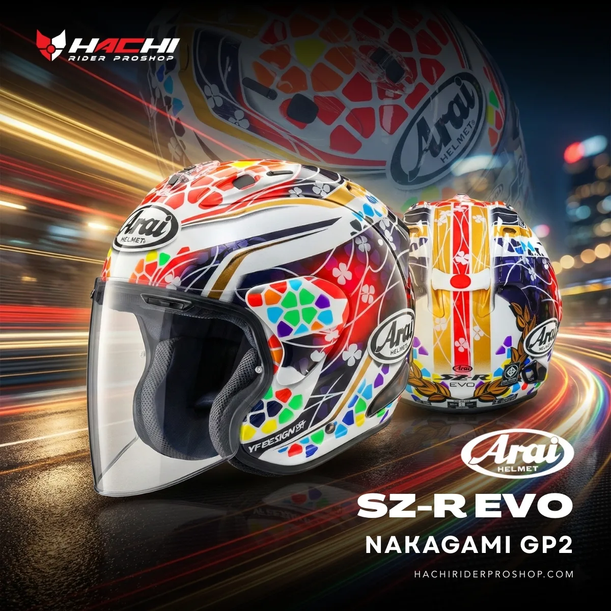 หมวกกันน็อคครึ่งใบ ARAI SZ-R EVO - Nakagami GP2