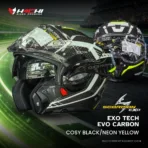 หมวกกันน็อคยกคาง SCORPION EXO TECH EVO CARBON Cosy BlackNeon Yellow