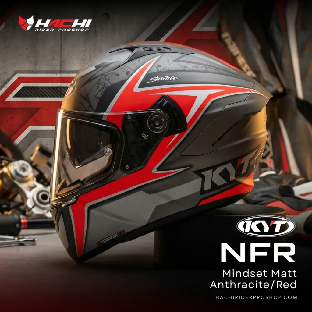 หมวกกันน็อคเต็มใบ KYT NFR - Mindset Matt Anthracite/Red