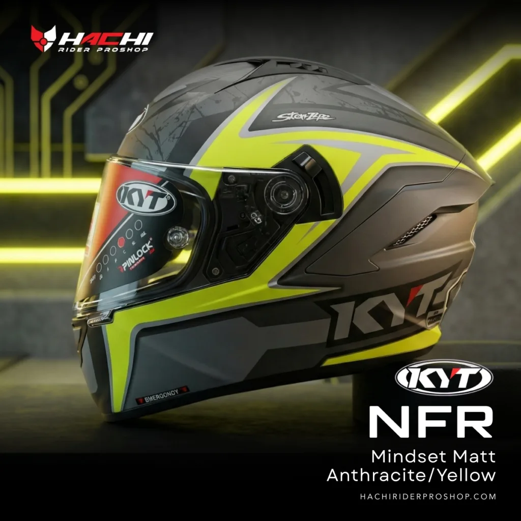 หมวกกันน็อคเต็มใบ KYT NFR - Mindset Matt AnthraciteYellow