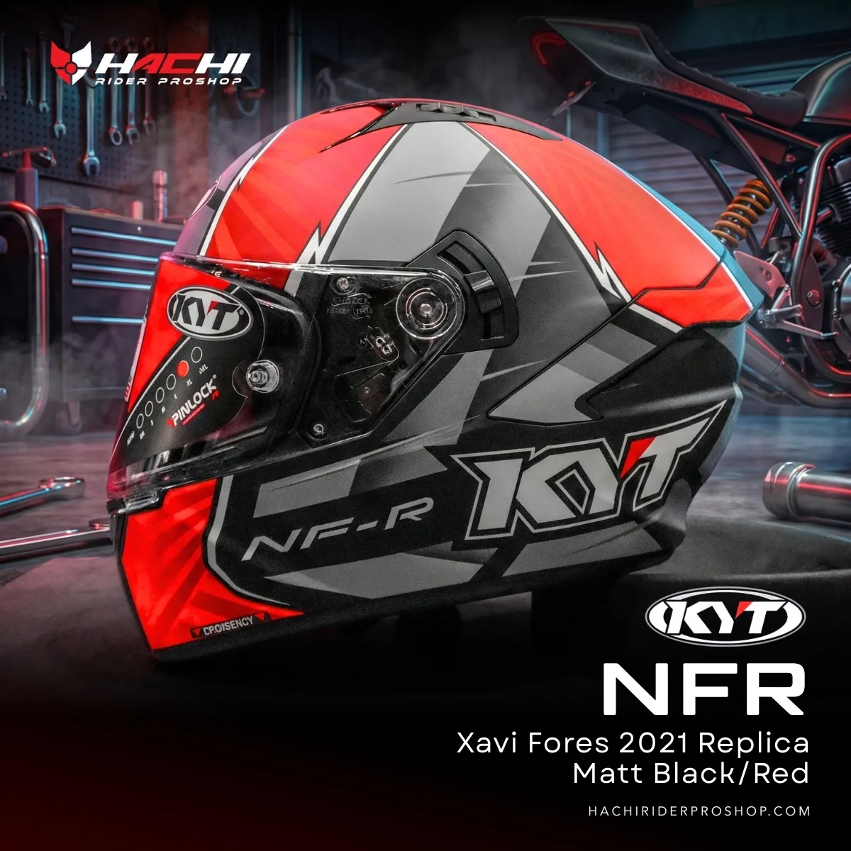 หมวกกันน็อคเต็มใบ KYT NFR - Xavi Fores 2021 Replica Matt BlackRed Cover