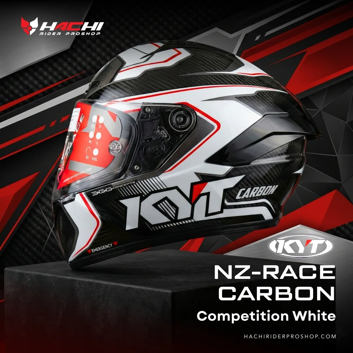 หมวกกันน็อคเต็มใบ KYT NZ RACE CARBON - Competition White