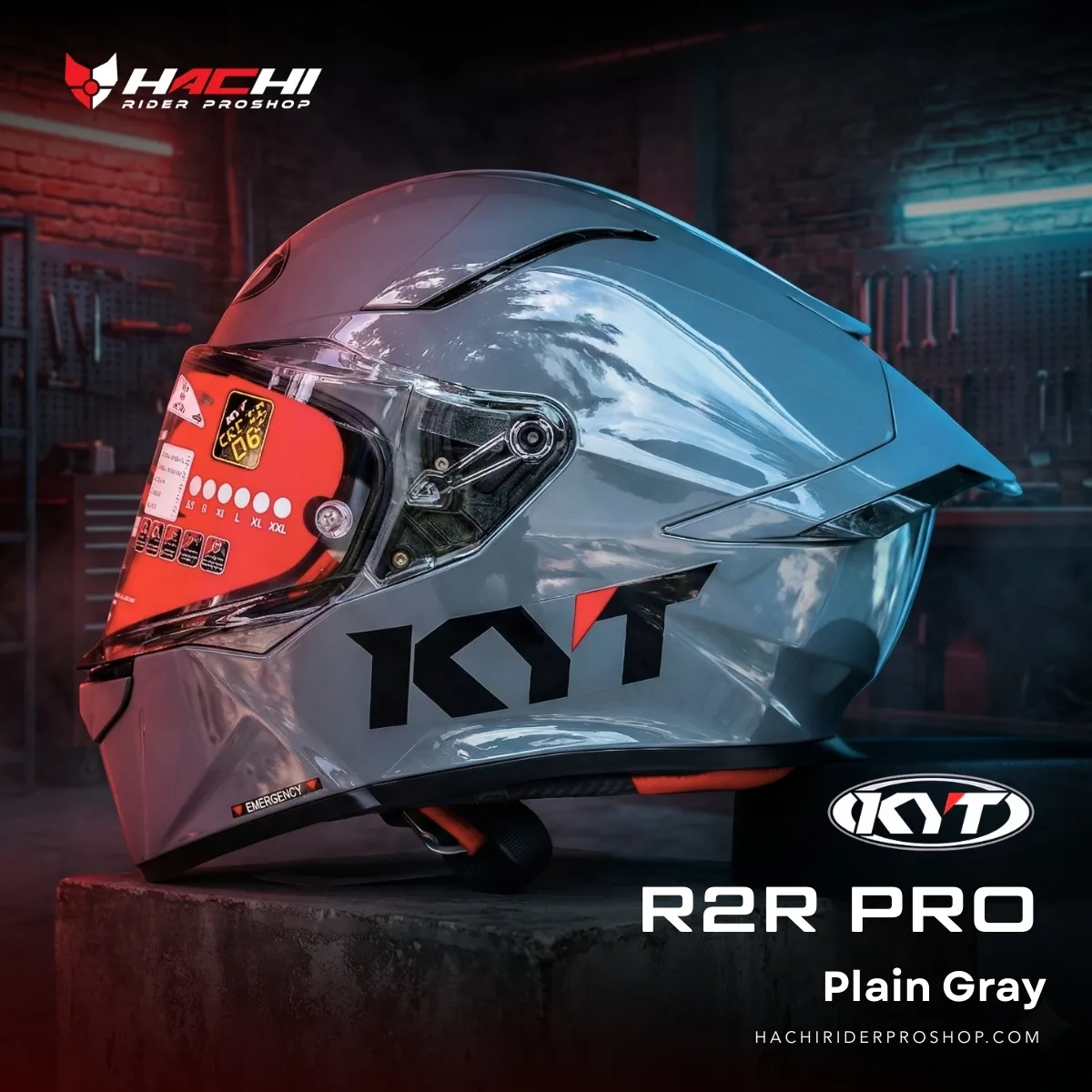 หมวกกันน็อคเต็มใบ KYT R2R PRO - Plain Gray