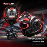 หมวกกันน็อคยกคาง LS2 FF901 CARBON - Future II Red