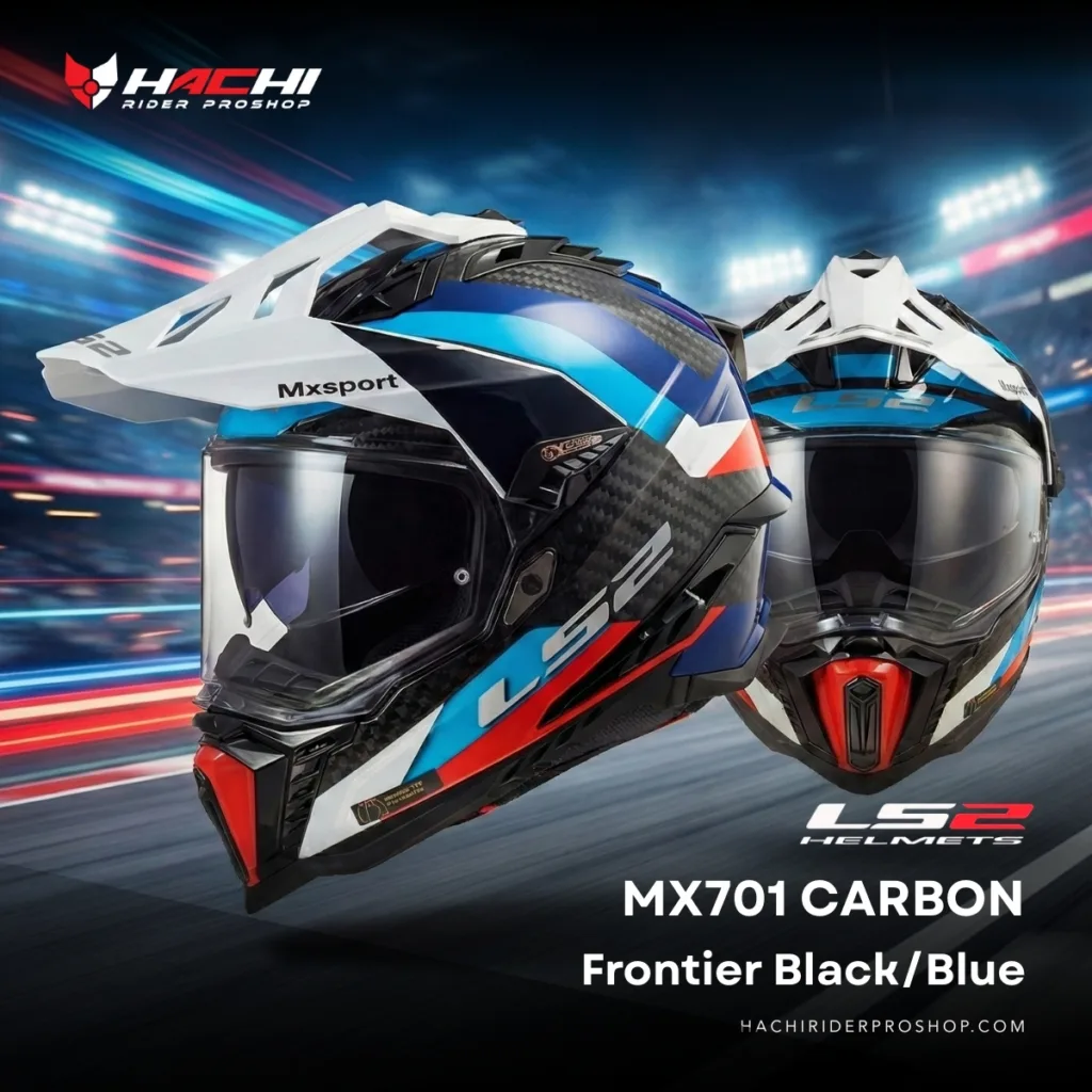 หมวกกันน็อคทัวร์ริ่ง LS2 MX701 CARBON - Frontier BlackBlue