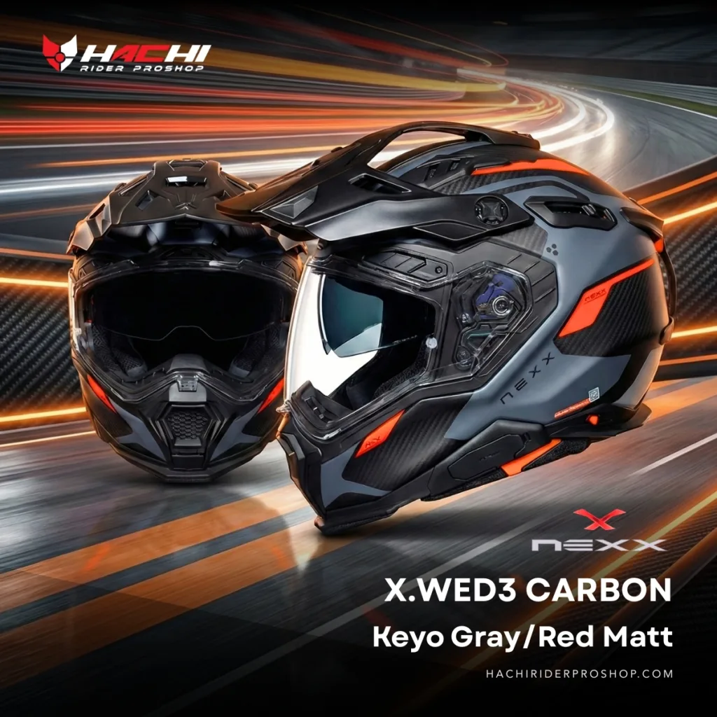 หมวกกันน็อคทัวร์ริ่ง NEXX X.WED3 CARBON - Keyo GrayRed Matt