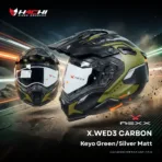 หมวกกันน็อคทัวร์ริ่ง NEXX XWED3 CARBON Keyo GreenSilver Matt