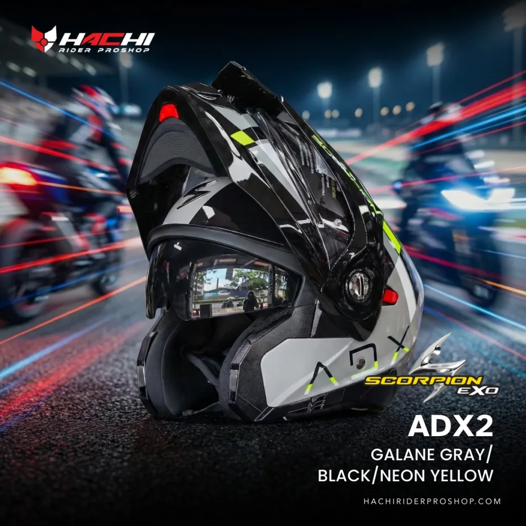 หมวกกันน็อคยกคาง SCORPION ADX2 - Galane GrayBlackNeon Yellow