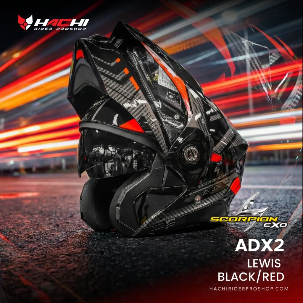 หมวกกันน็อคยกคาง SCORPION ADX2 - Lewis BlackRed