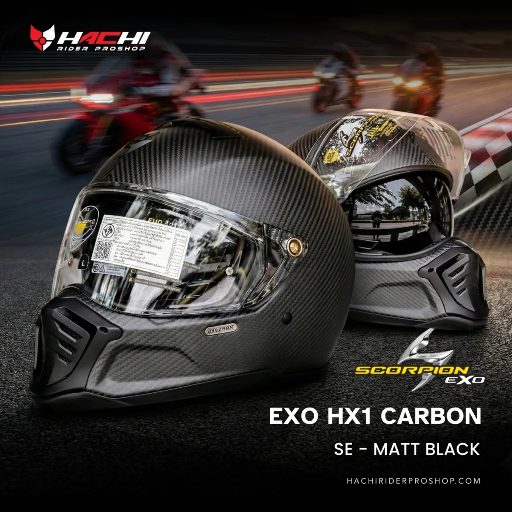 หมวกกันน็อคคาเฟ่คลาสสิก SCORPION EXO HX1 CARBON SE - Matt Black