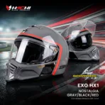 หมวกกันน็อคคาเฟ่คลาสสิก SCORPION EXO HX1 - Nostalgia GrayBlackRed