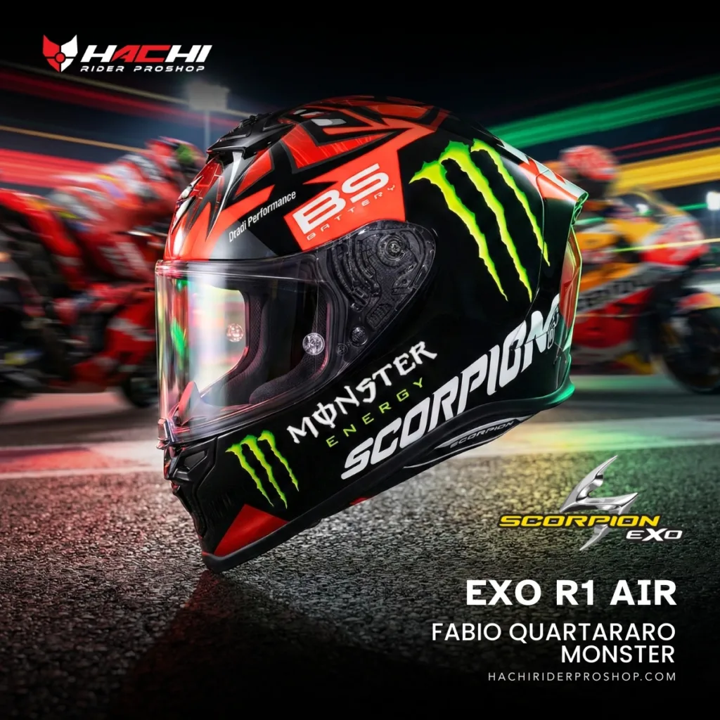 หมวกกันน็อคเต็มใบ SCORPION EXO R1 AIR - Fabio Quartararo Monster