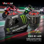 หมวกกันน็อคเต็มใบ SCORPION EXO R1 AIR - Fabio Quartararo Monster Matt Red