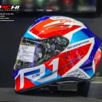 SCORPION EXO R1 AIR - Infiti White/Blue/Red