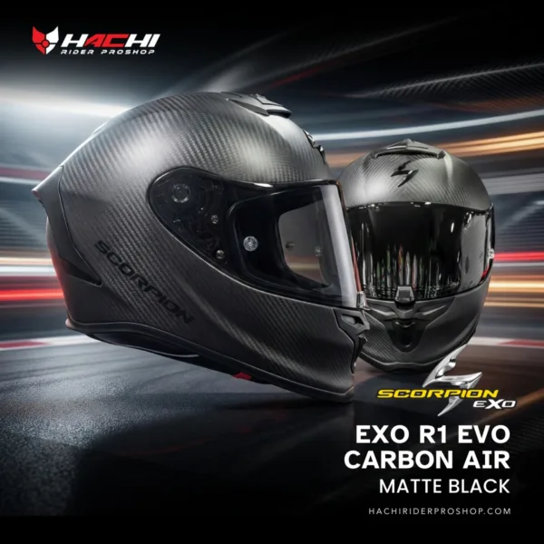 หมวกกันน็อคเต็มใบ SCORPION EXO R1 CARBON AIR - Matte Black