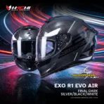 หมวกกันน็อคเต็มใบ SCORPION EXO R1 EVO AIR - Final Dark SilverBlackWhite