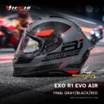 หมวกกันน็อคเต็มใบ SCORPION EXO R1 EVO AIR - Final GrayBlackRed