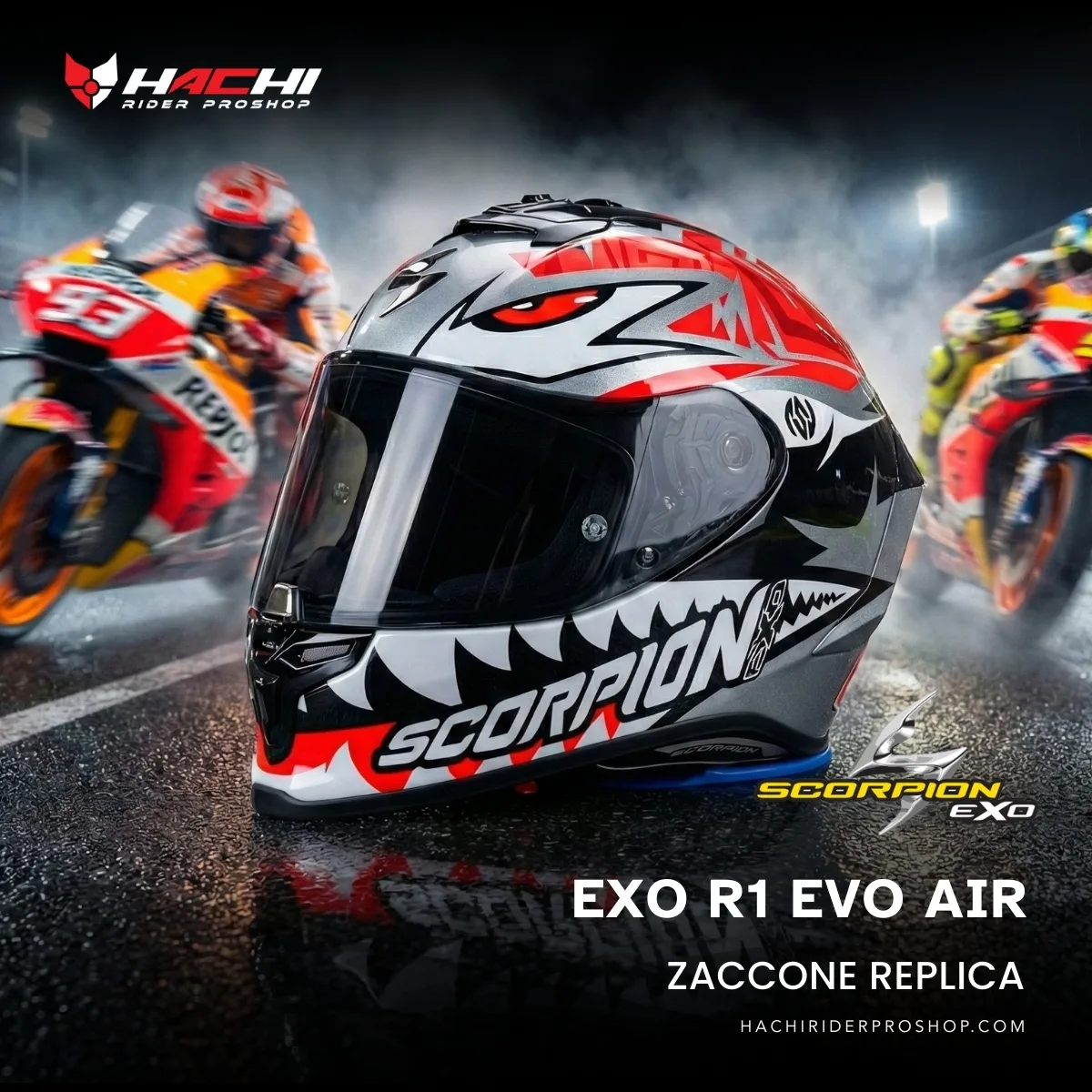 หมวกกันน็อคเต็มใบ SCORPION EXO R1 EVO AIR - Zaccone Replica