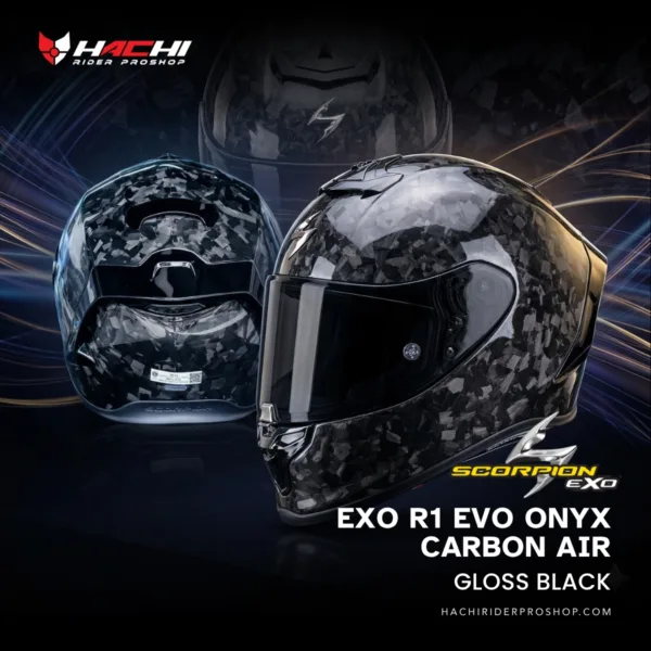 SCORPION EXO R1 EVO ONYX CARBON AIR Gloss Black