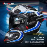 หมวกกันน็อคยกคาง SCORPION EXO TECH EVO CARBON - Cosy BlackBlueRed