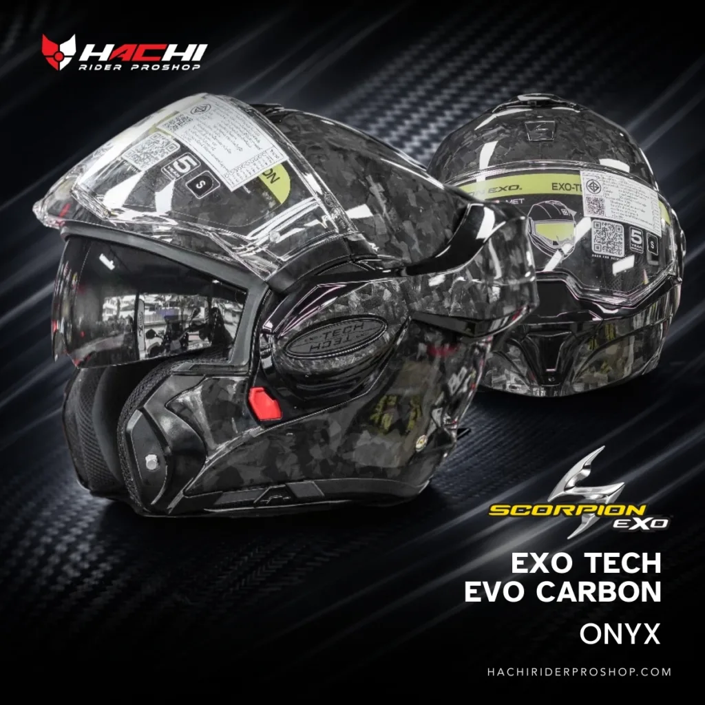 หมวกกันน็อคยกคาง SCORPION EXO TECH EVO CARBON - Onyx