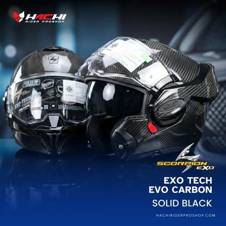 หมวกกันน็อคยกคาง SCORPION EXO TECH EVO CARBON - Solid Black