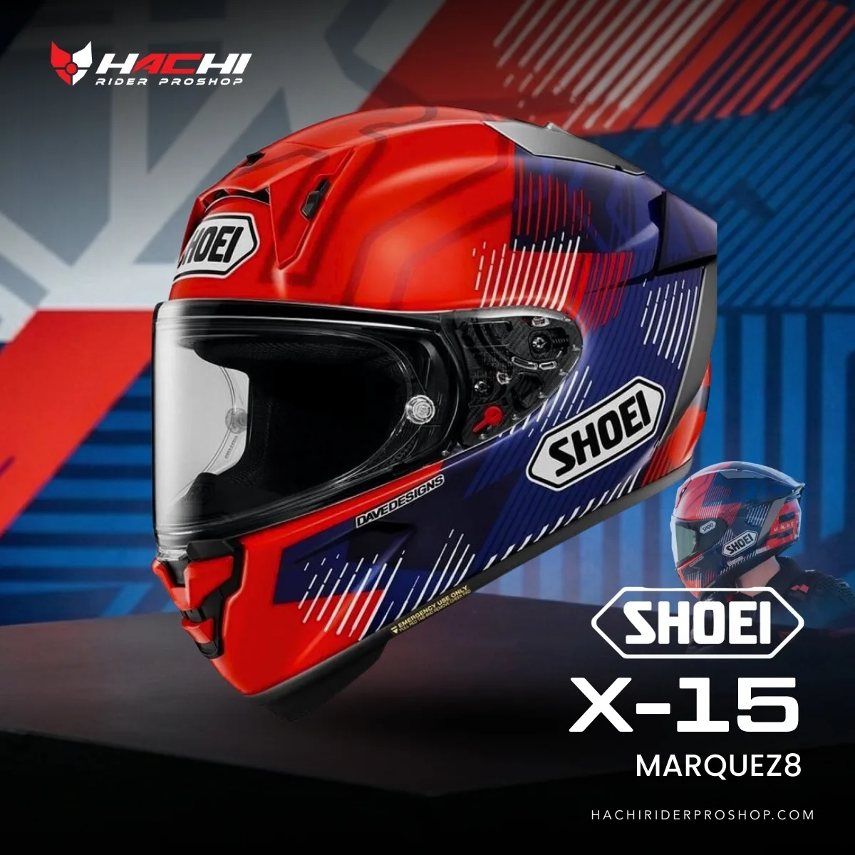 หมวกกันน็อคเต็มใบ SHOEI X-15 - Marquez8