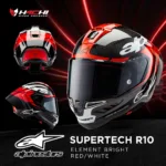 หมวกกันน็อคเต็มใบ SUPERTECH R10 Element Bright Red_White