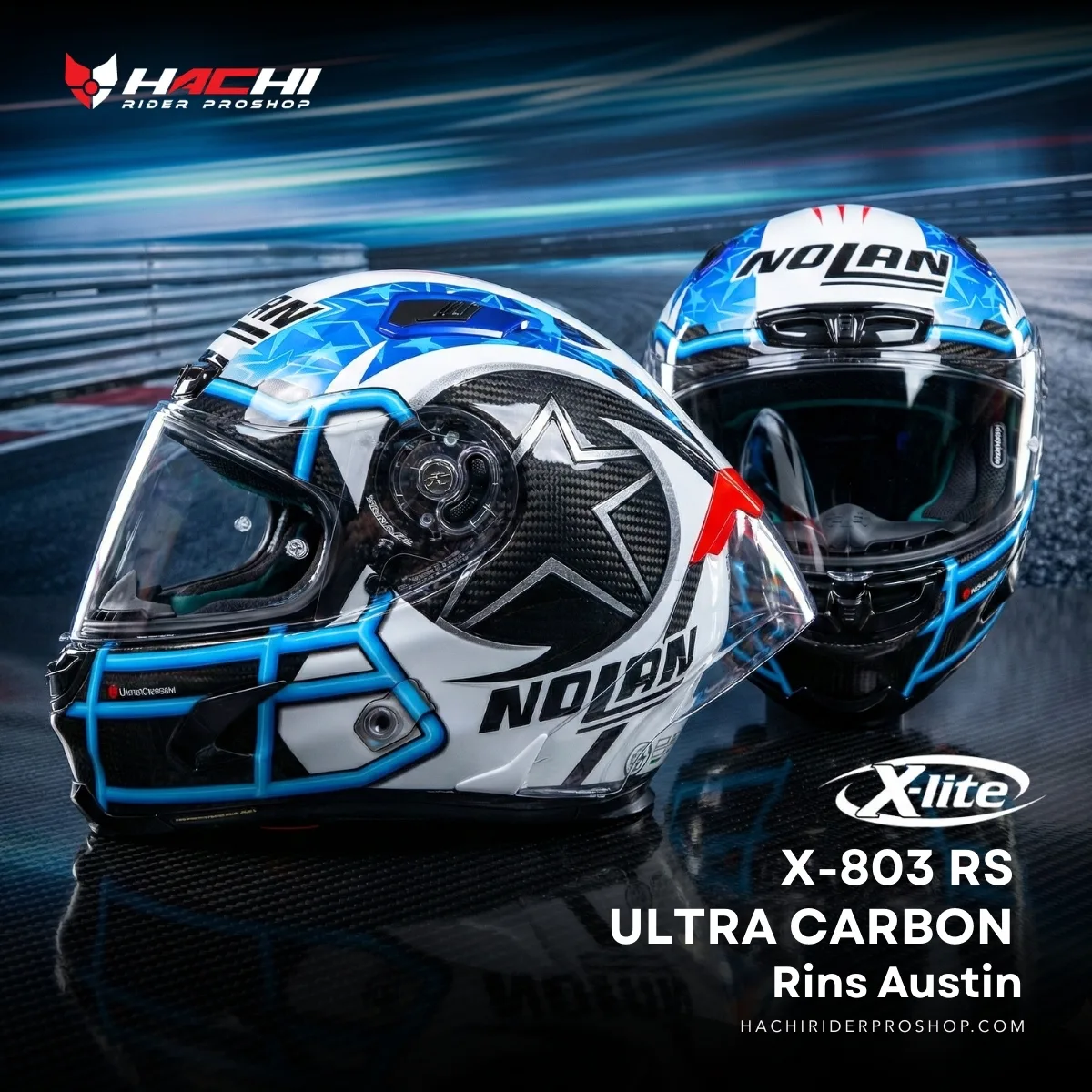 หมวกกันน็อคเต็มใบ X-lite X-803 RS ULTRA CARBON - Rins Austin