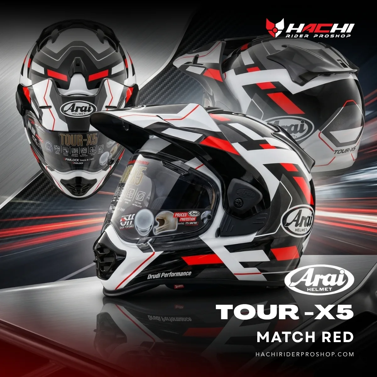 arai tour x5 match red cover