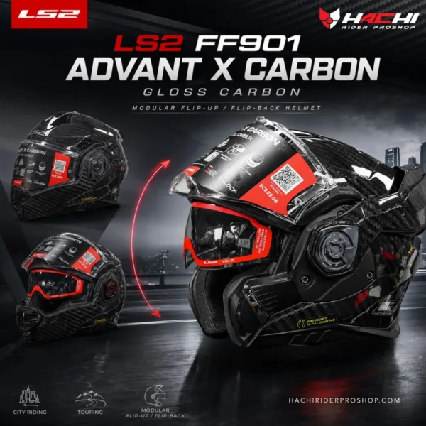 LS2 FF901 Advant X Carbon Gloss Carbon