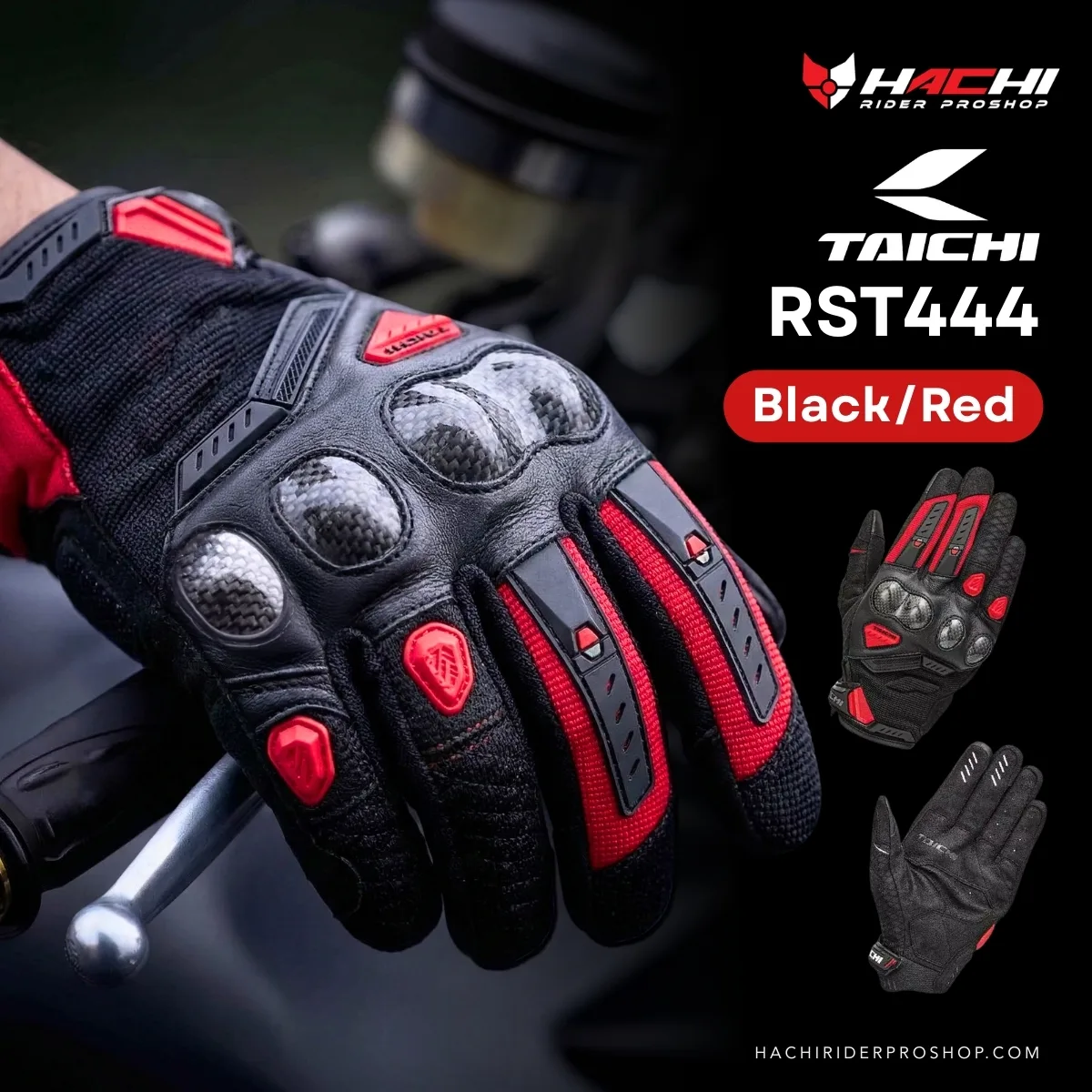 taichi-glove-rst444-blackred ถุงมือขี่มอเตอร์ไซค์ TAICHI GLOVE RST444 BlackRed