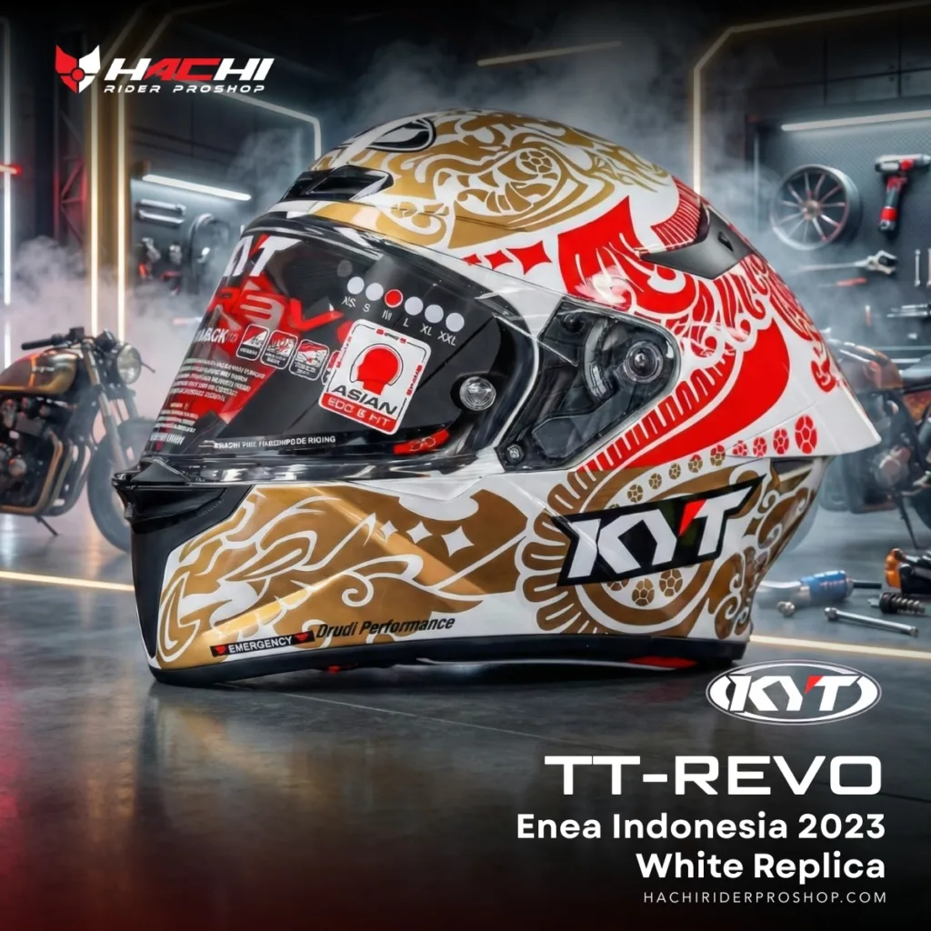 หมวกกันน็อคเต็มใบ KYT TT REVO - Enea Indonesia 2023 White Replica