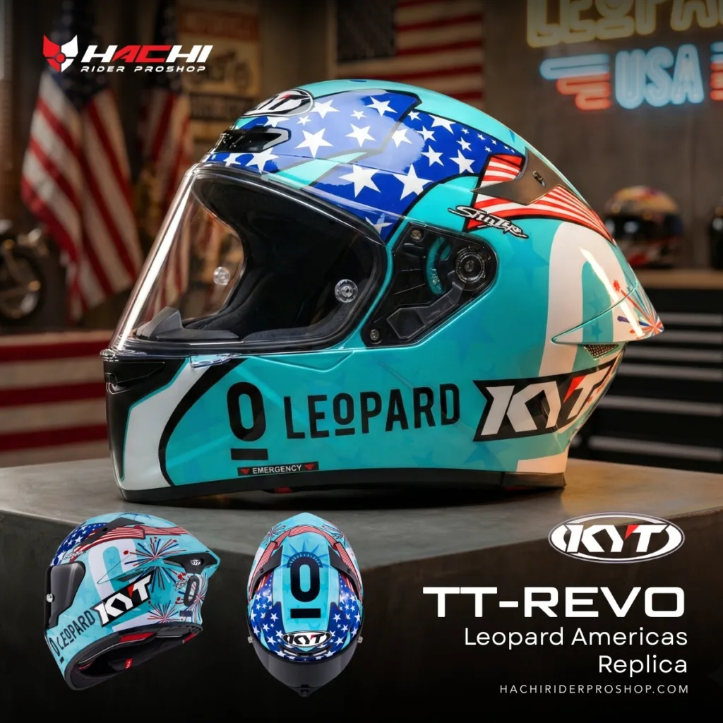 หมวกกันน็อคเต็มใบ KYT TT REVO - Leopard Americas Replica