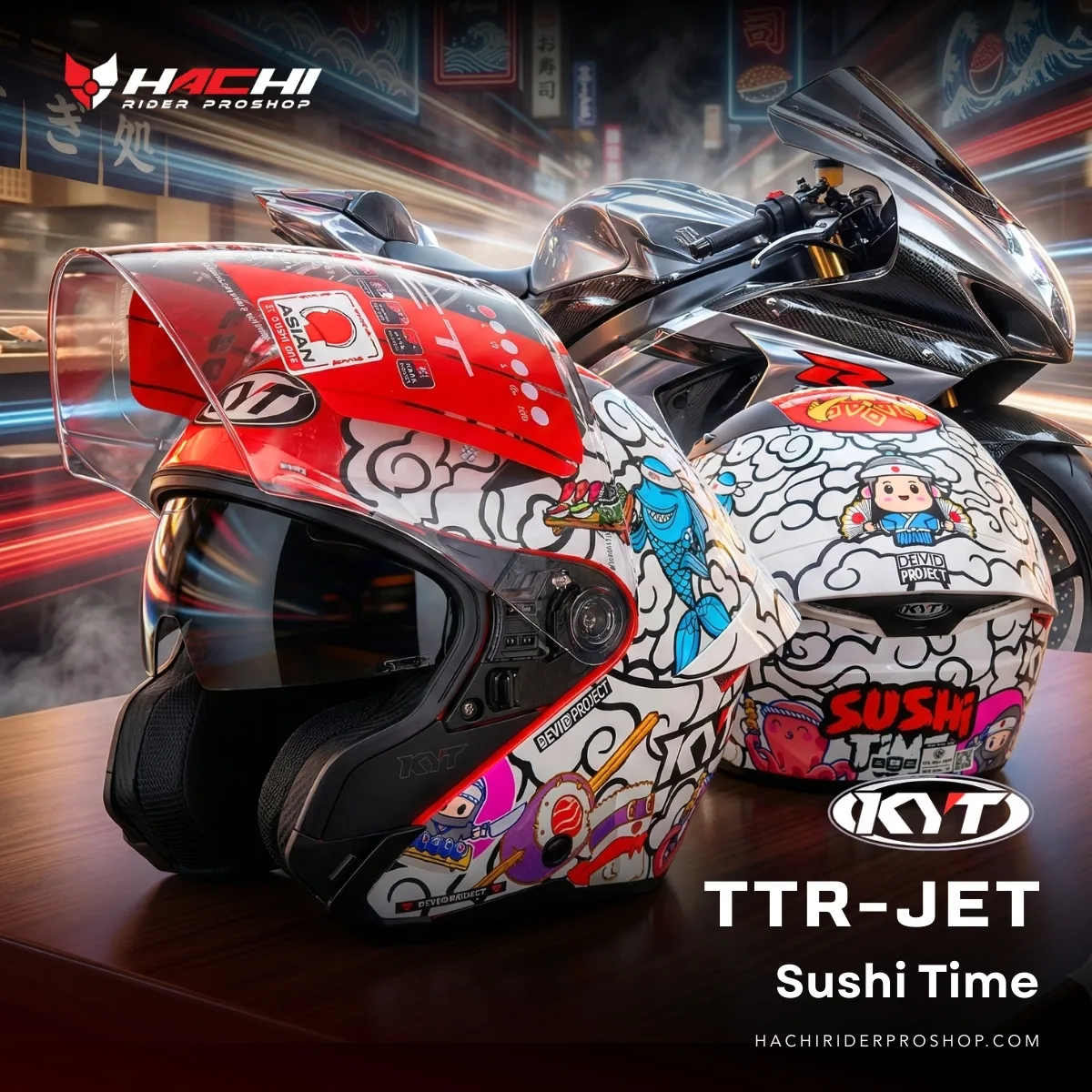 KYT TTR JET - Sushi Time Cover หมวกกันน็อคครึ่งใบ KYT TTR JET - Sushi Time