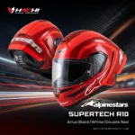 หมวกกันน็อคเต็มใบ ALPINESTARS SUPERTECH R10 Arius BlackWhiteDouble Red