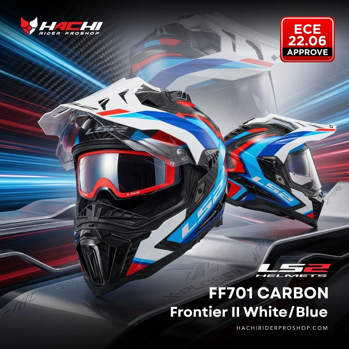 LS2 MX701 CARBON Frontier II WhiteBlue Cover