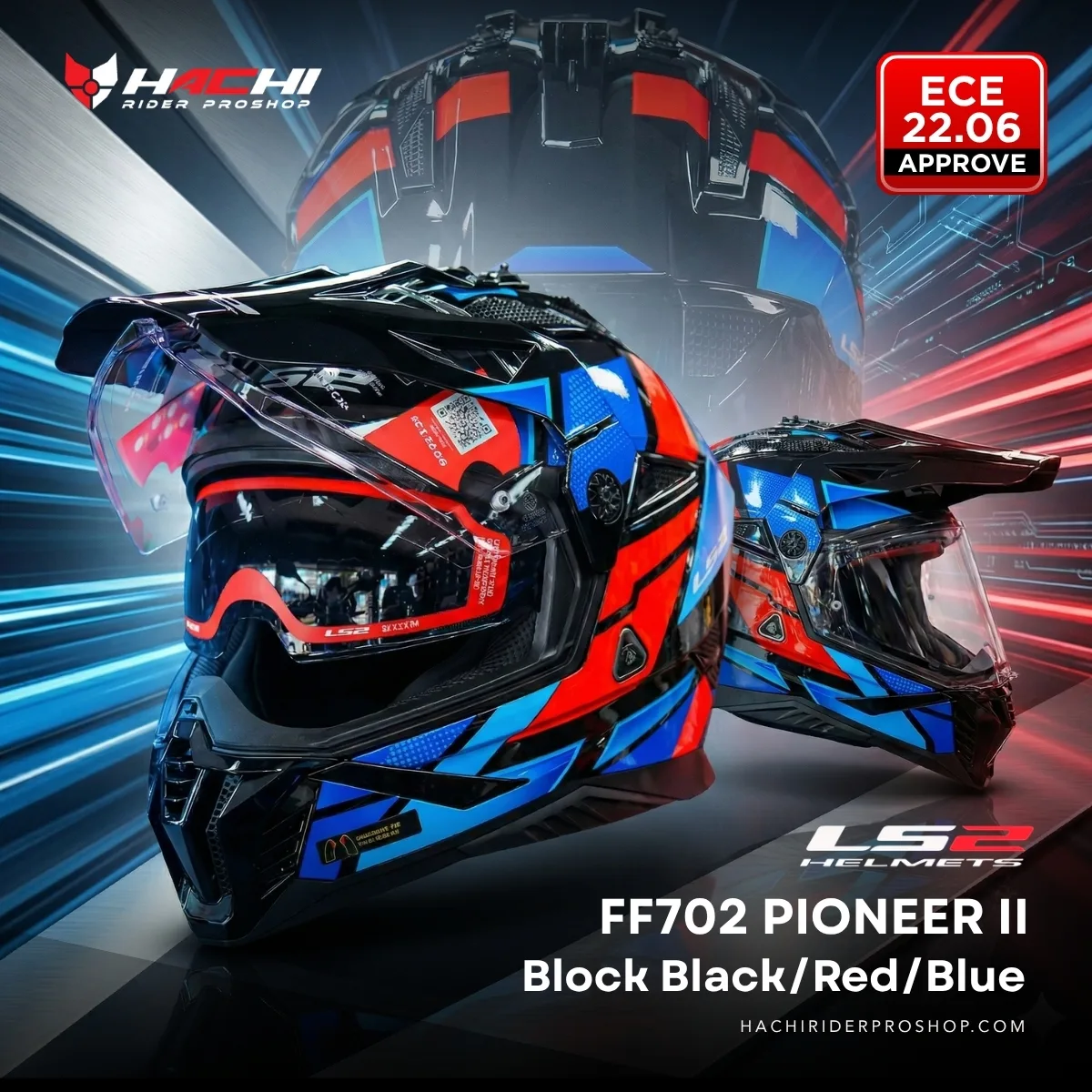 LS2 MX702 PIONEER II Block BlackRedBlue Cover