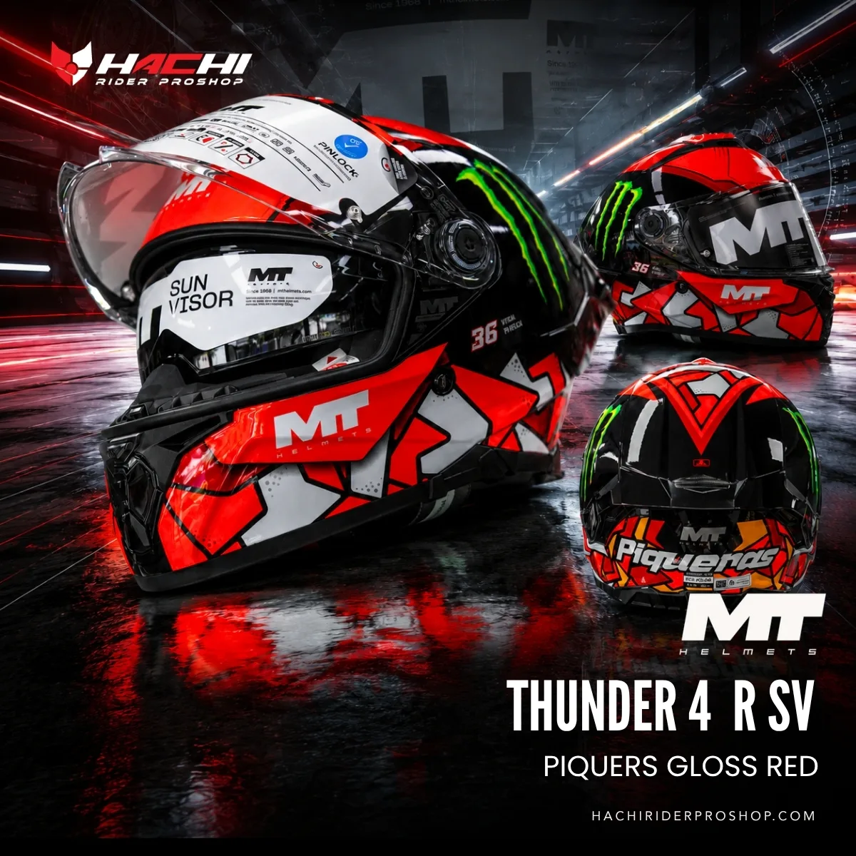 mt helmet thunder 4 r sv piquers gloss red